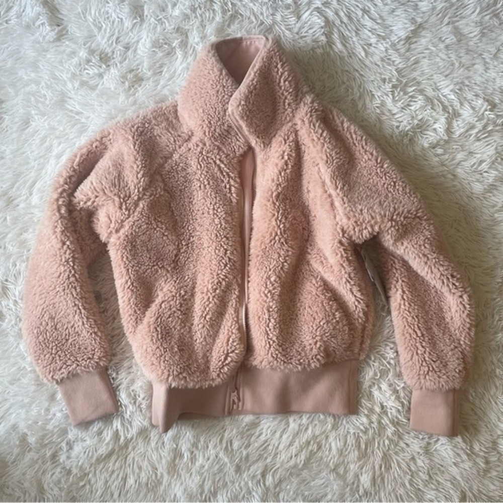Zella pink coat size M teddy bear